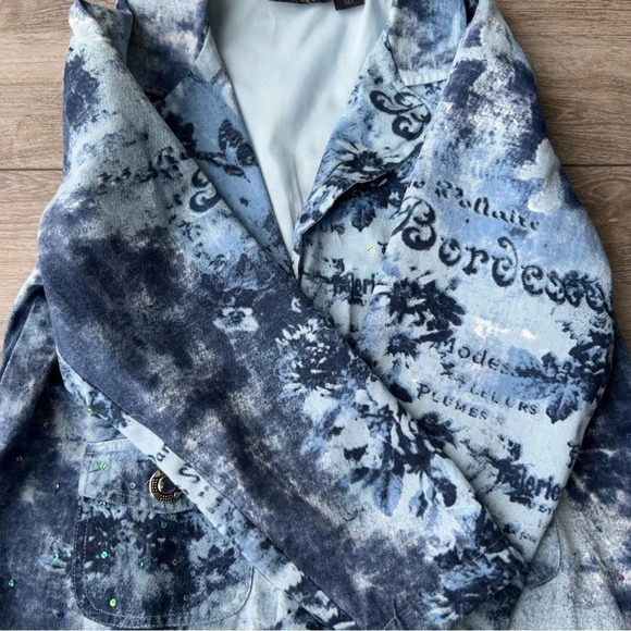 New Direction Sequins Tie  Dye Floral Pattern Blazer - Picture 10 of 14